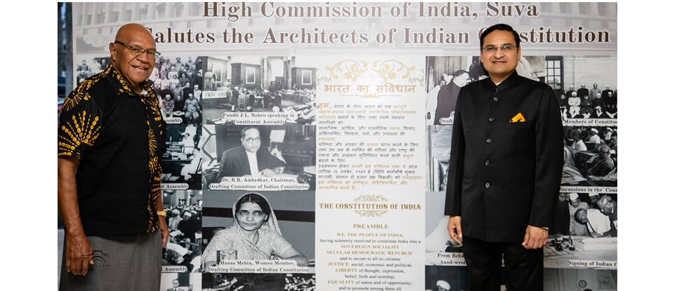 Fijian Prime Minister Hon. Sitiveni Rabuka with High Commissioner Suneet Mehta at the 76th Republic Day of India Reception on 25 January 2025. 