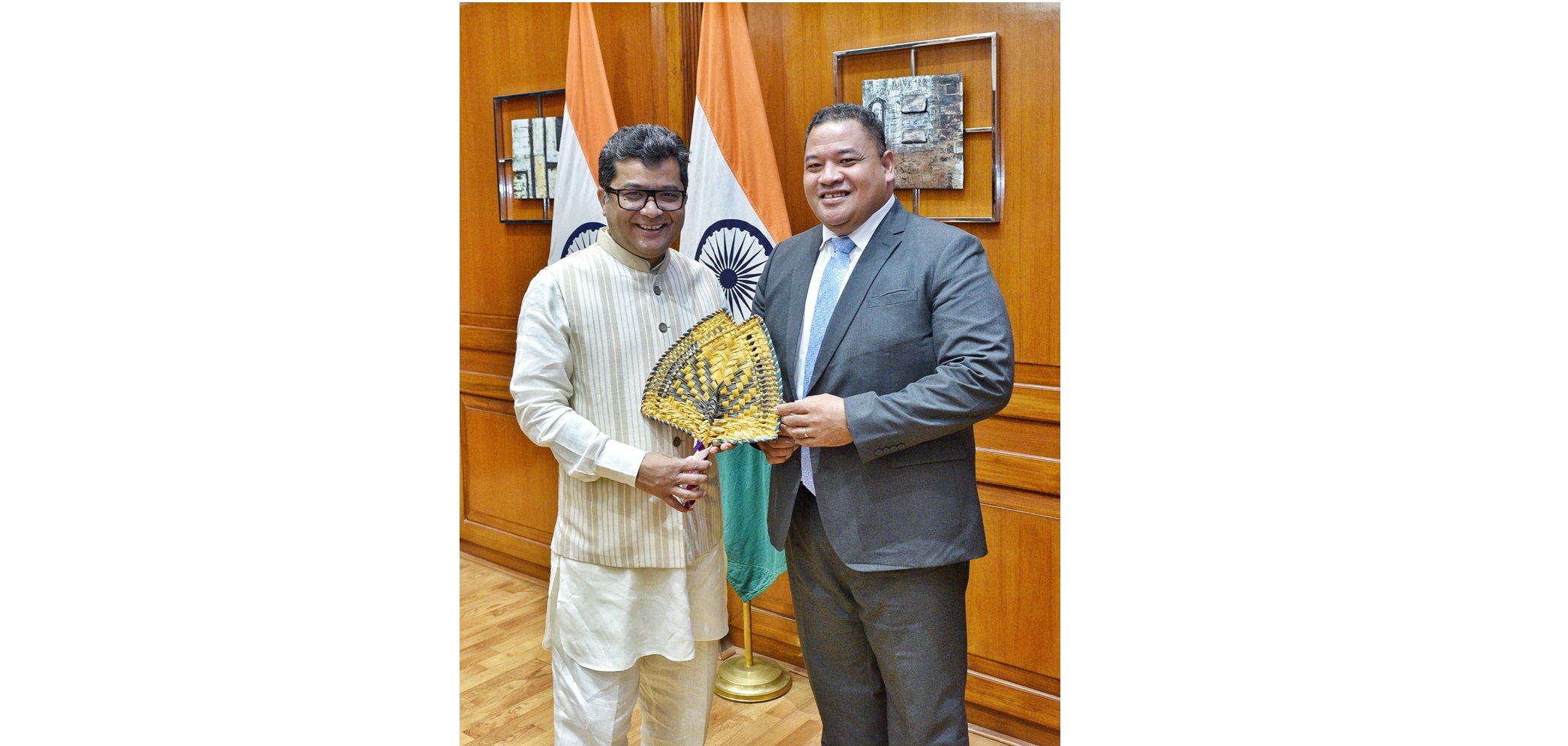 Tuvalu's Minister of Home Affairs Hon'ble Maina Talia called on Minister of State for External Affairs; and Textiles Hon. Pabitra Margherita on 12 March 2025 in New Delhi, India. 